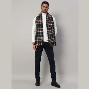 Fashion Neck Wraps Blue Checks Wool Muffler Gift For Men's - Image 5