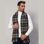 Fashion Neck Wraps Blue Checks Wool Muffler Gift For Men's
