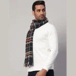 Fashion Neck Wraps Blue Checks Wool Muffler Gift For Men's - Image 3
