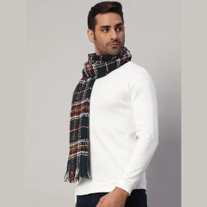 Fashion Neck Wraps Blue Checks Wool Muffler Gift For Men's - Image 3