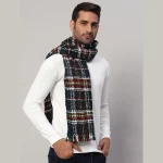 Fashion Neck Wraps Blue Checks Wool Muffler Gift For Men's - Image 4