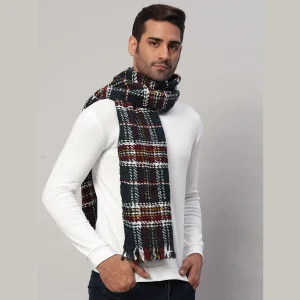 Fashion Neck Wraps Blue Checks Wool Muffler Gift For Men's - Image 4