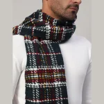 Fashion Neck Wraps Blue Checks Wool Muffler Gift For Men's - Image 6