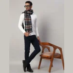 Fashion Neck Wraps Blue Checks Wool Muffler Gift For Men's - Image 2
