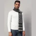 Fashion Winter Neck Wraps Black & Grey Checks Wool Scarf - Image 4