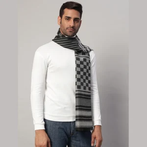 Fashion Winter Neck Wraps Black & Grey Checks Wool Scarf - Image 4