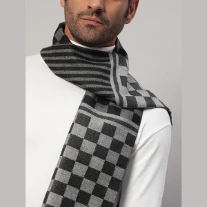 Fashion Winter Neck Wraps Black & Grey Checks Wool Scarf - Image 6