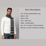Fashion Winter Neck Wraps Black & Grey Checks Wool Scarf - Image 8
