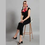 Good Quality Rectangle Crepe Silk Scarf Beige Red Floral - Image 4