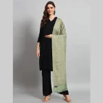 Green Leaf Cashmere Scarf Soft Wool Stole 80" - Image 3
