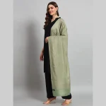 Green Leaf Cashmere Scarf Soft Wool Stole 80" - Image 4