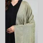 Green Leaf Cashmere Scarf Soft Wool Stole 80" - Image 5