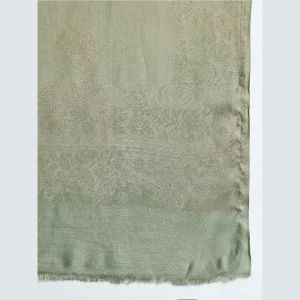 Green Leaf Cashmere Scarf Soft Wool Stole 80" - Image 6