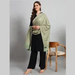 Green Leaf Cashmere Scarf Soft Wool Stole 80"