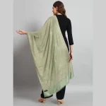 Green Leaf Cashmere Scarf Soft Wool Stole 80" - Image 7
