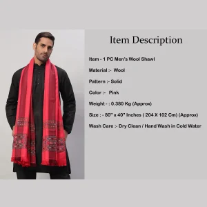 Indian Oversized Pink Wool Shawl For Men's - Image 8
