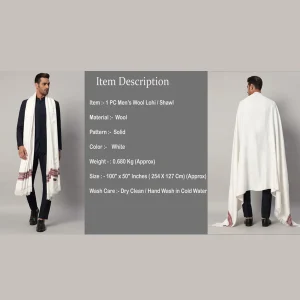 Indian Oversized Soft Wool White Shawl - Image 9
