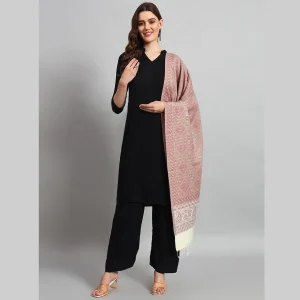Lavender Pink Paisley Stole 100% Cashmere Scarf - Image 3