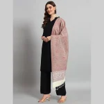 Lavender Pink Paisley Stole 100% Cashmere Scarf - Image 4
