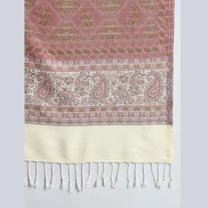 Lavender Pink Paisley Stole 100% Cashmere Scarf - Image 6