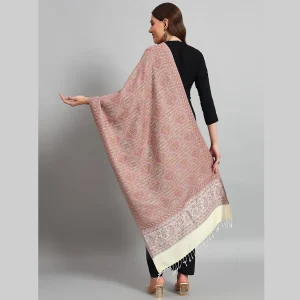 Lavender Pink Paisley Stole 100% Cashmere Scarf - Image 7