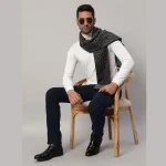 Luxury Black Diamond Scarf Winter Wool Warm Muffler - Image 2