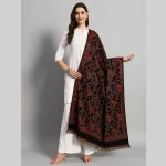 Luxury Black Paisley Design Winter Cashmere Shawl - Image 2