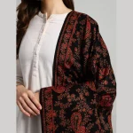 Luxury Black Paisley Design Winter Cashmere Shawl - Image 6