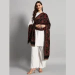 Luxury Black Paisley Design Winter Cashmere Shawl - Image 5
