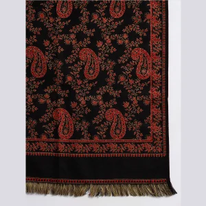 Luxury Black Paisley Design Winter Cashmere Shawl - Image 8
