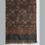 Luxury Grey Leaf Wrap Pashmina Shawl - Image 7