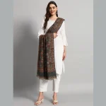 Luxury Grey Leaf Wrap Pashmina Shawl - Image 3