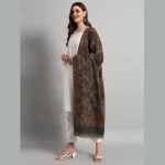 Luxury Grey Leaf Wrap Pashmina Shawl - Image 5