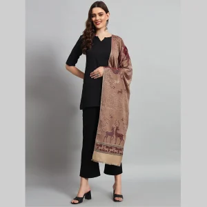 Luxury Maroon Wool Scarf Winter Warm Large Stole - Image 3