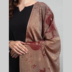 Luxury Maroon Wool Scarf Winter Warm Large Stole - Image 5