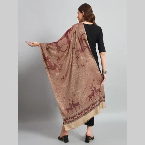 Luxury Maroon Wool Scarf Winter Warm Large Stole - Image 7