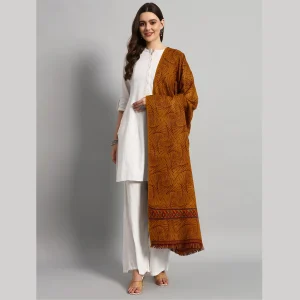 Luxury Mustard Yellow Cashmere Wool Shawl - Image 4