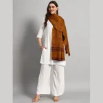 Luxury Mustard Yellow Cashmere Wool Shawl - Image 3
