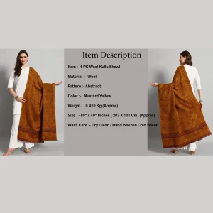 Luxury Mustard Yellow Cashmere Wool Shawl - Image 9