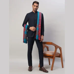 Luxury Turquoise Shawl Men's Winter Wear - Image 4