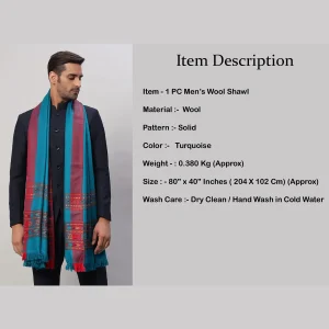 Luxury Turquoise Shawl Men's Winter Wear - Image 8