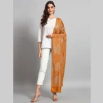 Luxury Yellow Leaf Wool Stole - Image 3