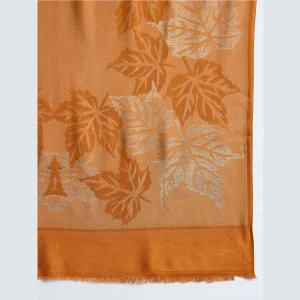 Luxury Yellow Leaf Wool Stole - Image 6
