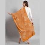 Luxury Yellow Leaf Wool Stole - Image 7