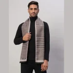 Man's Brown Check Warm Soft Wool Muffler