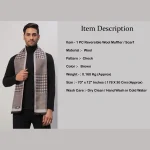 Man's Brown Check Warm Soft Wool Muffler - Image 8