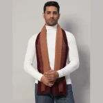 Maroon & Brown Stripe Muffler Winter Soft Wool Scarf
