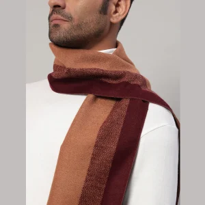 Maroon & Brown Stripe Muffler Winter Soft Wool Scarf - Image 6