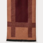 Maroon & Brown Stripe Muffler Winter Soft Wool Scarf - Image 7