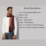 Maroon & Brown Stripe Muffler Winter Soft Wool Scarf - Image 8